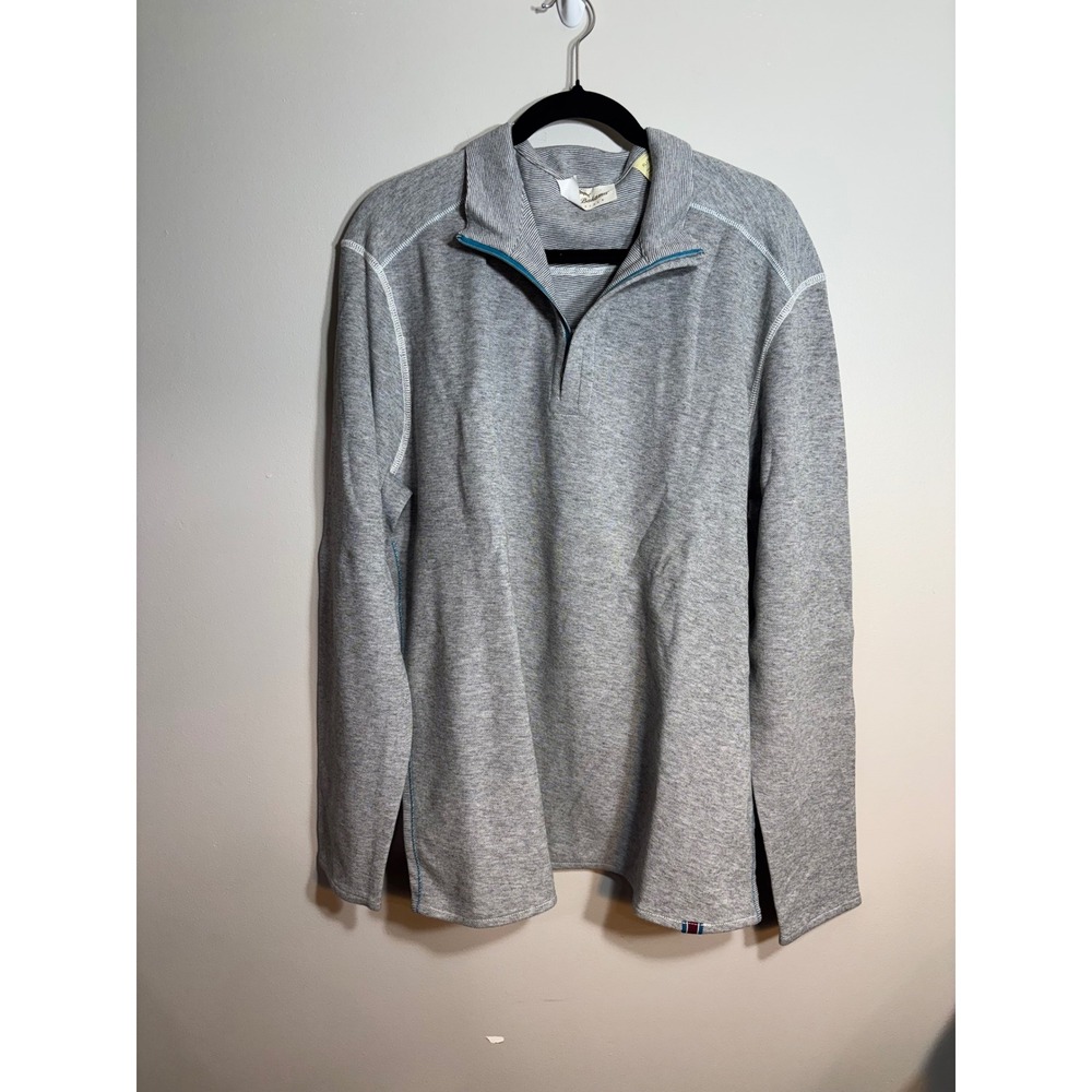 Tommy Bahama Mens Reversible Quarter Zip Pullover Grey Striped XL Sweater